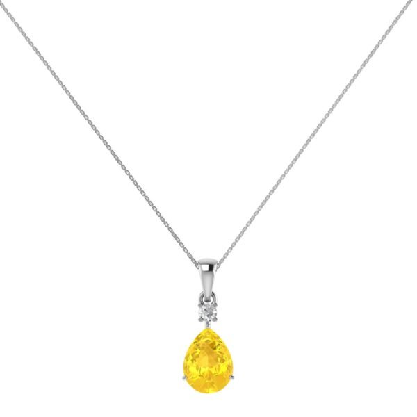 Minimalist Pear Citrine and Sparkling Diamond Pendant in 18K White Gold (2.4ct)