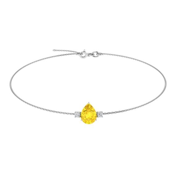 Minimalist Pear Citrine and Sparkling Diamond Bracelet in 18K White Gold (2.4ct)