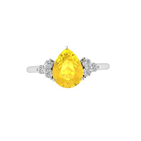 Minimalist Pear Citrine and Sparkling Diamond Ring in 18K White Gold (2.4ct)