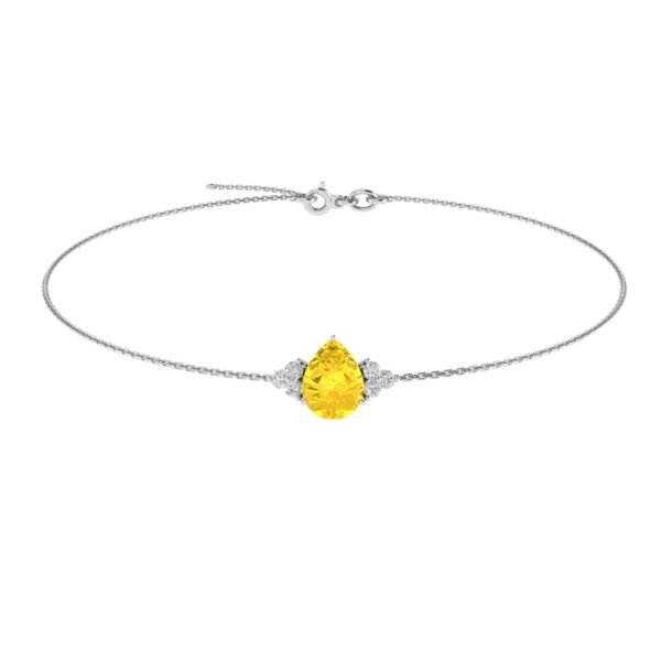 Minimalist Pear Citrine and Sparkling Diamond Bracelet in 18K White Gold (2.4ct)