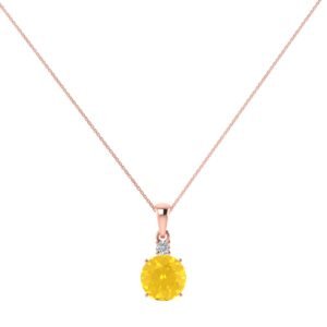 Diamond Sunbeam Citrine Pendant in 18K Gold