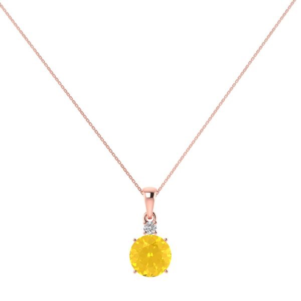 Diamond Sunbeam Citrine Pendant in 18K Gold
