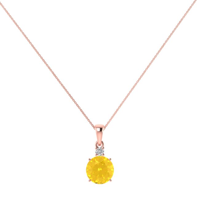 Diamond Sunbeam Citrine Pendant in 18K Gold