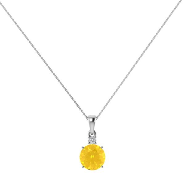 Diamond Sunbeam Citrine Pendant in 18K Gold