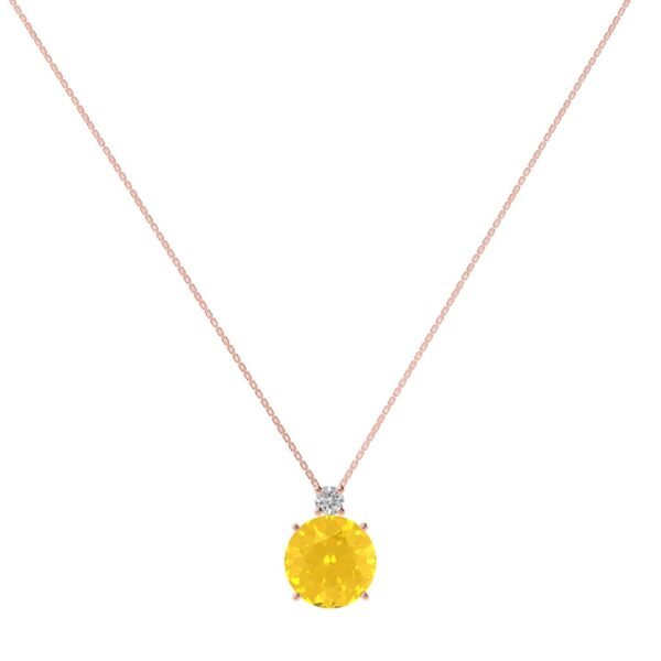 Sunburst Citrine Necklace with Diamond Accent in 18K Gold