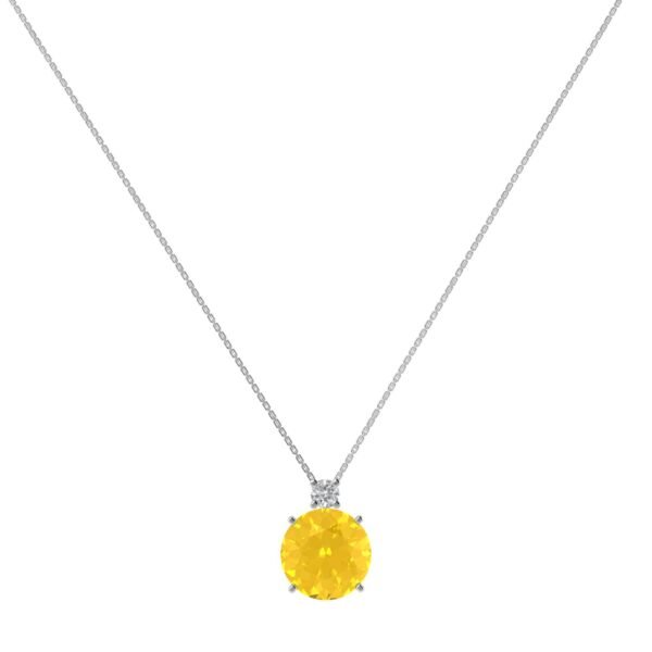 Sunburst Citrine Necklace with Diamond Accent in 18K Gold