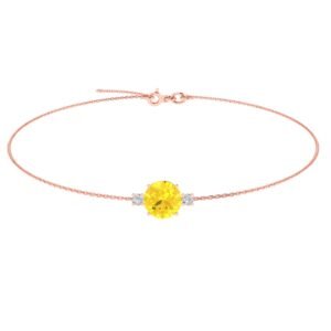 Diamond Halo Golden Glow Citrine Bracelet in 18k Gold