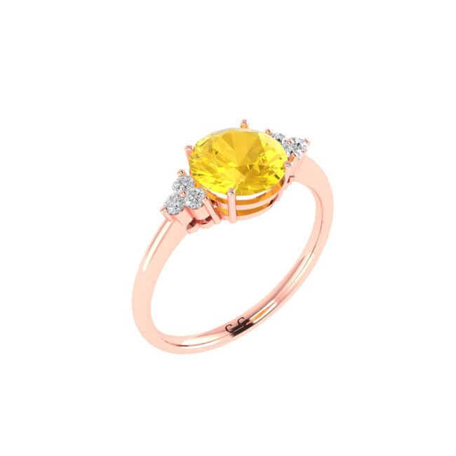 Triple Diamond Citrine Splendor Ring in 18K Gold - Image 2