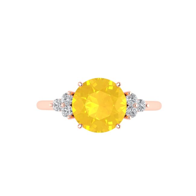 Triple Diamond Citrine Splendor Ring in 18K Gold