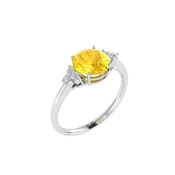 Triple Diamond Citrine Splendor Ring in 18K Gold