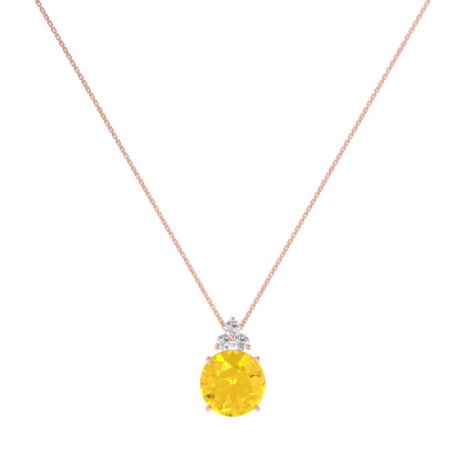 Trinity Sparkle Citrine Necklace in 18K in Gold