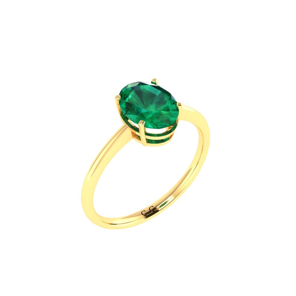 Minimalist Oval Emerald Ring in 18K Yellow Gold (2.25ct)