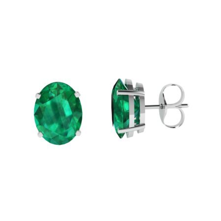 Minimalist Oval Emerald Earrings in 18K White Gold (4.5ct)