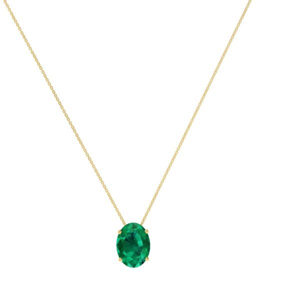 Minimalist Oval Emerald Necklace in 18K Yellow Gold (2.25ct)