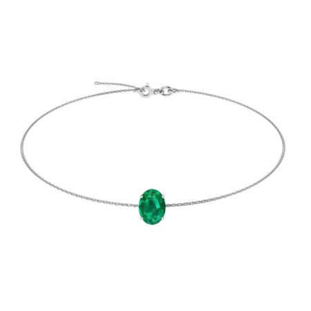 Minimalist Oval Emerald Bracelet in 18K White Gold (2.25ct)