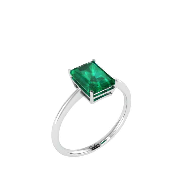 Minimalist Emerald-Cut Emerald Ring in 18K White Gold (2.25ct)
