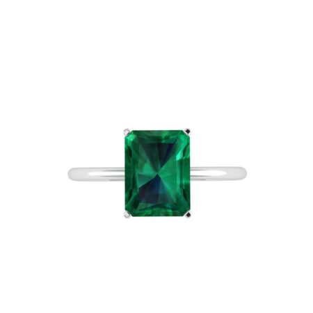 Minimalist Emerald-Cut Emerald Ring in 18K White Gold (2.25ct)