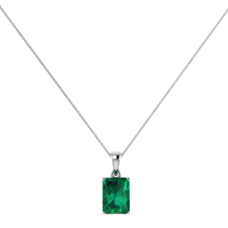 Minimalist Emerald-Cut Emerald Pendant in 18K White Gold (2.25ct)