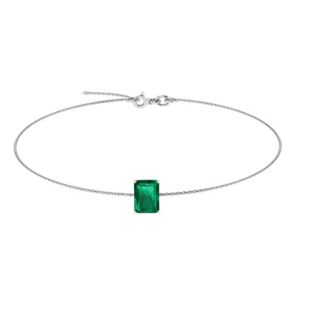 Minimalist Emerald-Cut Emerald Bracelet in 18K White Gold (2.25ct)