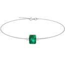 Minimalist Emerald-Cut Emerald Bracelet with Elegant Diamond Side Accents in 18K White Gold (2.25ct)