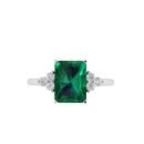 Trio Minimalist Emerald-Cut Emerald Ring with Elegant Diamond Side Accents in 18K White Gold (2.25ct)