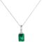 Trio Minimalist Emerald-Cut Emerald Pendant with Elegant Diamond Side Accents in 18K White Gold (2.25ct)