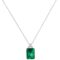 Trio Minimalist Emerald-Cut Emerald Necklace with Elegant Diamond Side Accents in 18K White Gold (2.25ct)