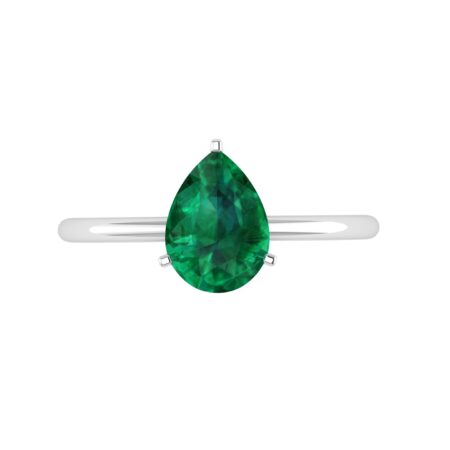 Minimalist Pear Emerald Ring in 18K White Gold (2.25ct)
