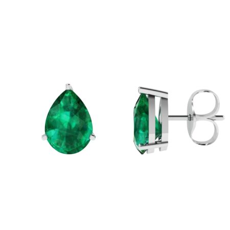 Minimalist Pear Emerald Earrings in 18K White Gold (4.5ct)