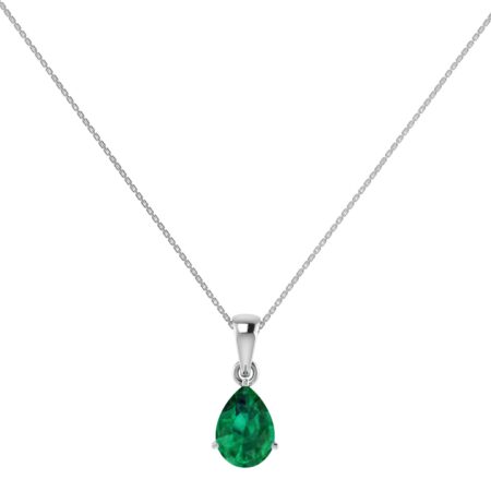 Minimalist Pear Emerald Pendant in 18K White Gold (2.25ct)