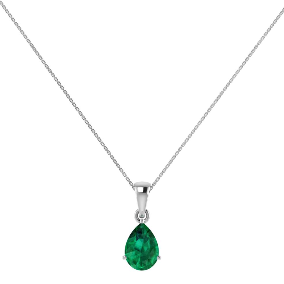 Minimalist Pear Emerald Pendant in 18K White Gold (2.25ct)