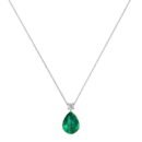 Minimalist Pear Emerald and Sparkling Diamond Necklace in 18K White Gold (2.25ct)