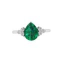 Minimalist Pear Emerald and Sparkling Diamond Ring in 18K White Gold (2.25ct)