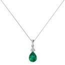 Minimalist Pear Emerald and Sparkling Diamond Pendant in 18K White Gold (2.25ct)