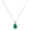 Minimalist Pear Emerald and Sparkling Diamond Necklace in 18K White Gold (2.25ct)
