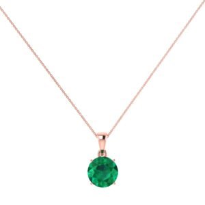 Regal Green Round Emerald Pendant in 18K Gold