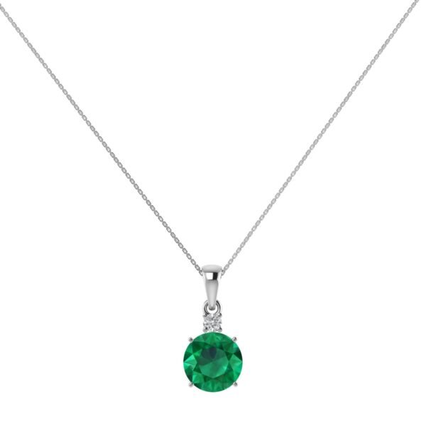 Diamond Adorned Round Emerald Pendant in 18K Gold Dubai – Minimalist Luxury Necklace UAE