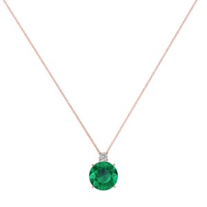 Diamond Crest Emerald Necklace in 18k Gold