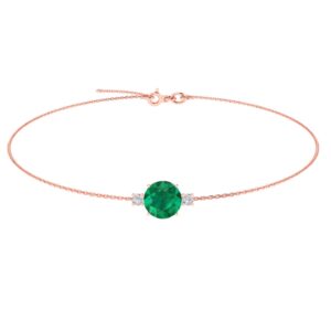 Diamond Halo Emerald Elegance Bracelet in 18k Gold