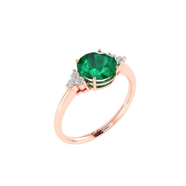 Triple Diamond Emerald Splendor Ring in 18K Gold - Image 2