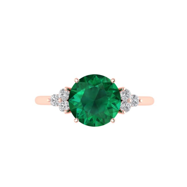 Triple Diamond Emerald Splendor Ring in 18K Gold