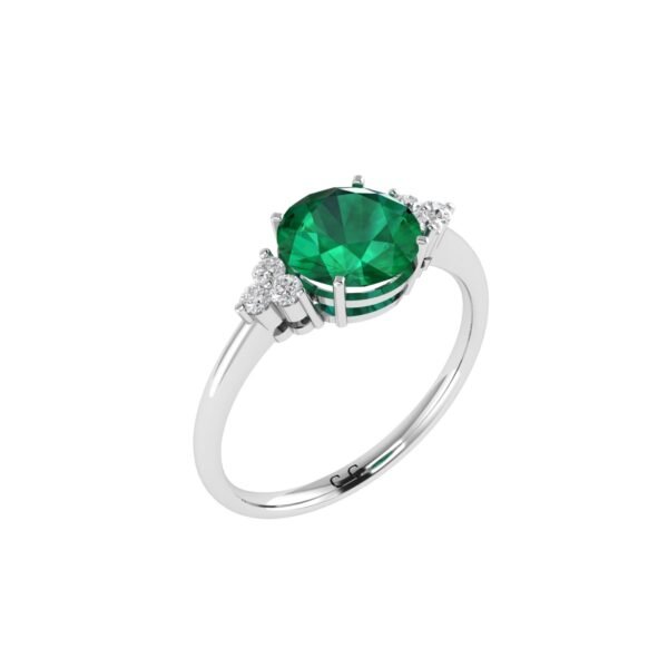 Triple Diamond Emerald Splendor Ring in 18K Gold