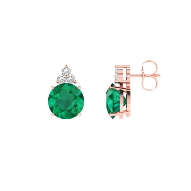 Triple Diamond Emerald Splendor Earrings in 18k Gold