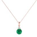 round emerald diamond pendant in 18k gold