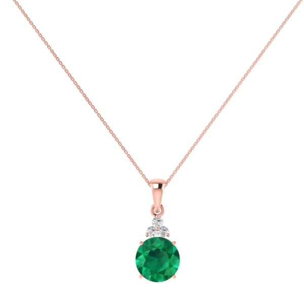 round emerald diamond pendant in 18k gold