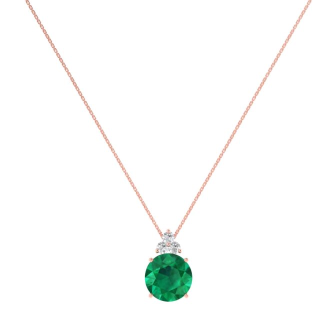 Trinity Sparkle Emerald Necklace in 18k Gold