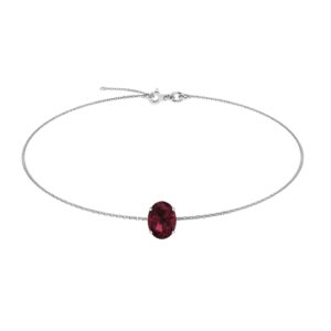 Minimalist Oval Garnet Bracelet in 18K White Gold (2.8ct)