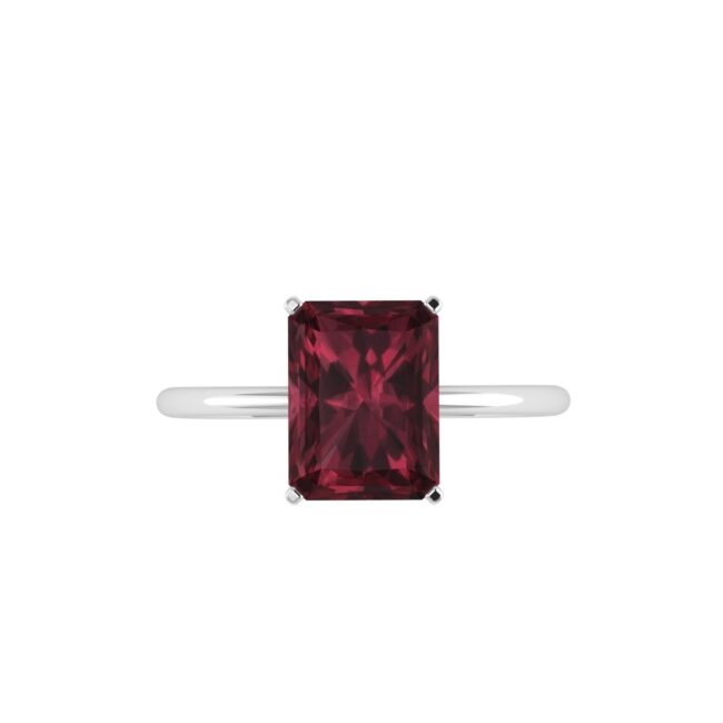 Minimalist Emerald-Cut Garnet Ring in 18K White Gold (2.8ct)