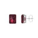 Minimalist Emerald-Cut Garnet Earrings in 18K White Gold (5.6ct)
