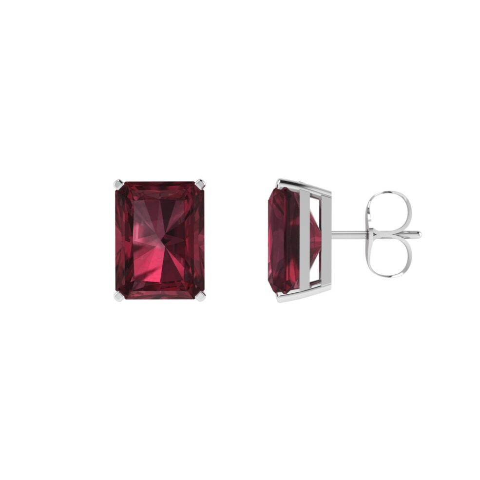 Minimalist Emerald-Cut Garnet Earrings in 18K White Gold (5.6ct)